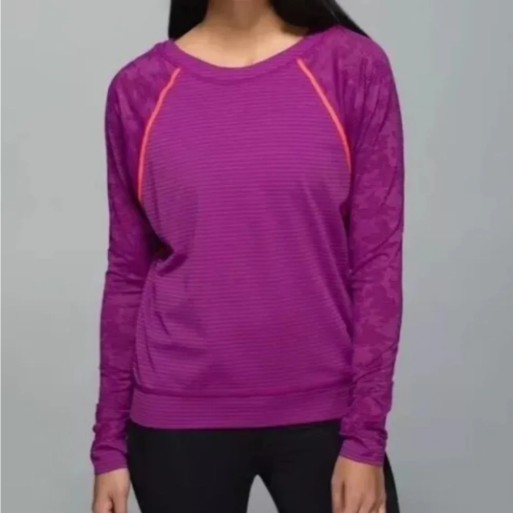 Lululemon‎ Run For Days Long Sleeve Regal Plum Camo Top Luxtreme Mesh